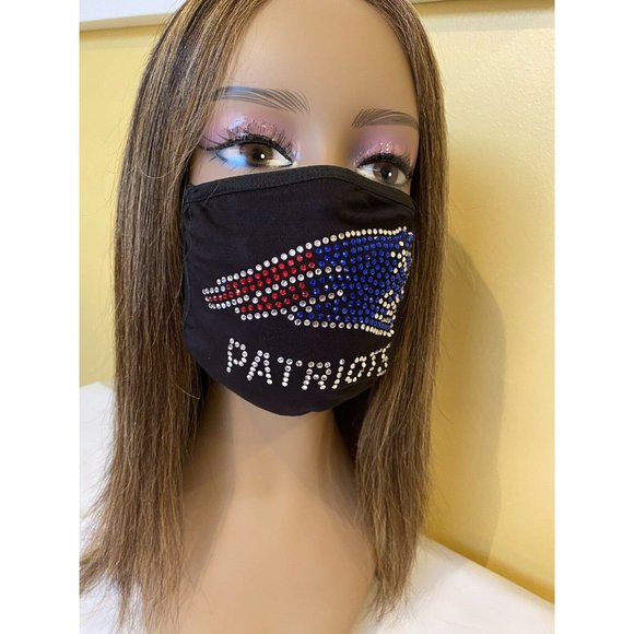 New England Patriots Rhinestone Bling Face Mask - Picture 4 of 10